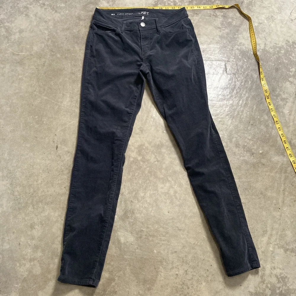 Ann Taylor Loft Corduroy Pants Womens 2 Gray Curvy Skinny Low Rise Classic